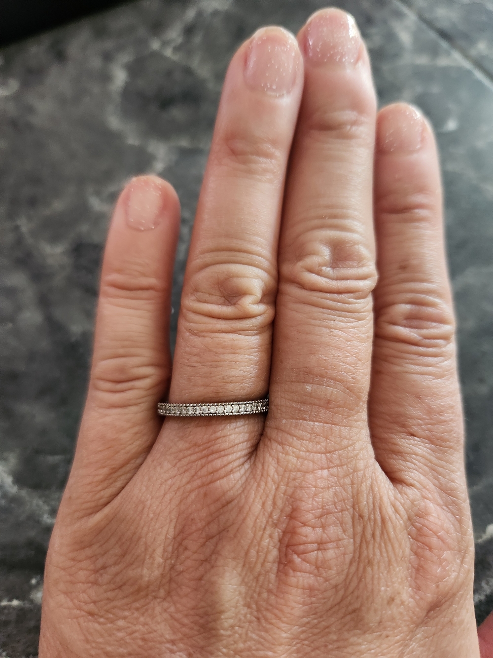 Classic Silver Diamond-Style Eternity Band - Silver